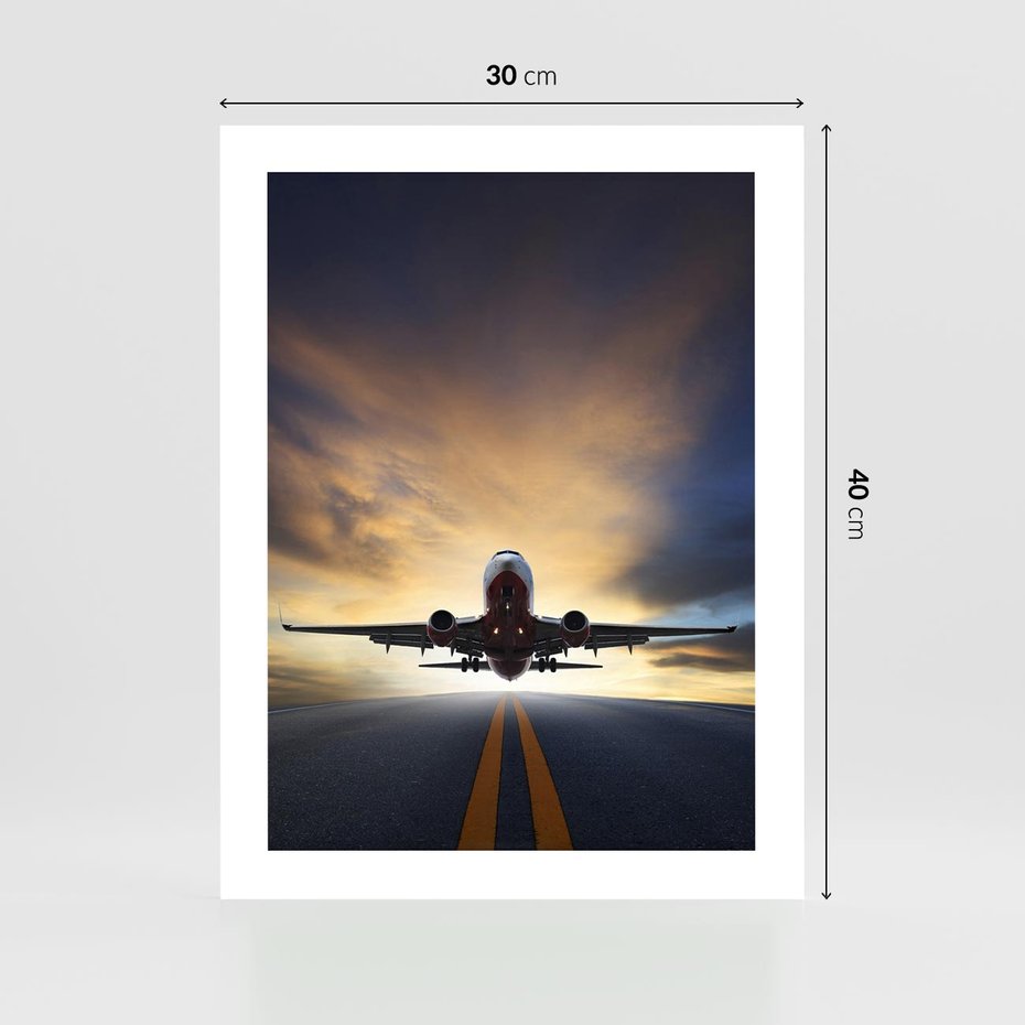 Plakat bez ramy 30x40 - Podróż samolotem w pejzaż - samolot, podróż
