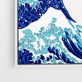 Obraz w ramie 50x50 - Fala Japandi - wielka fala w Kaganawie, obraz Hokusai - rama biała