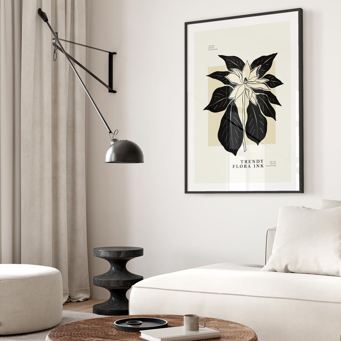 Plakat w ramie 50x70 - Melancholia przerywanych linii - wiaty, typografia - rama czarna