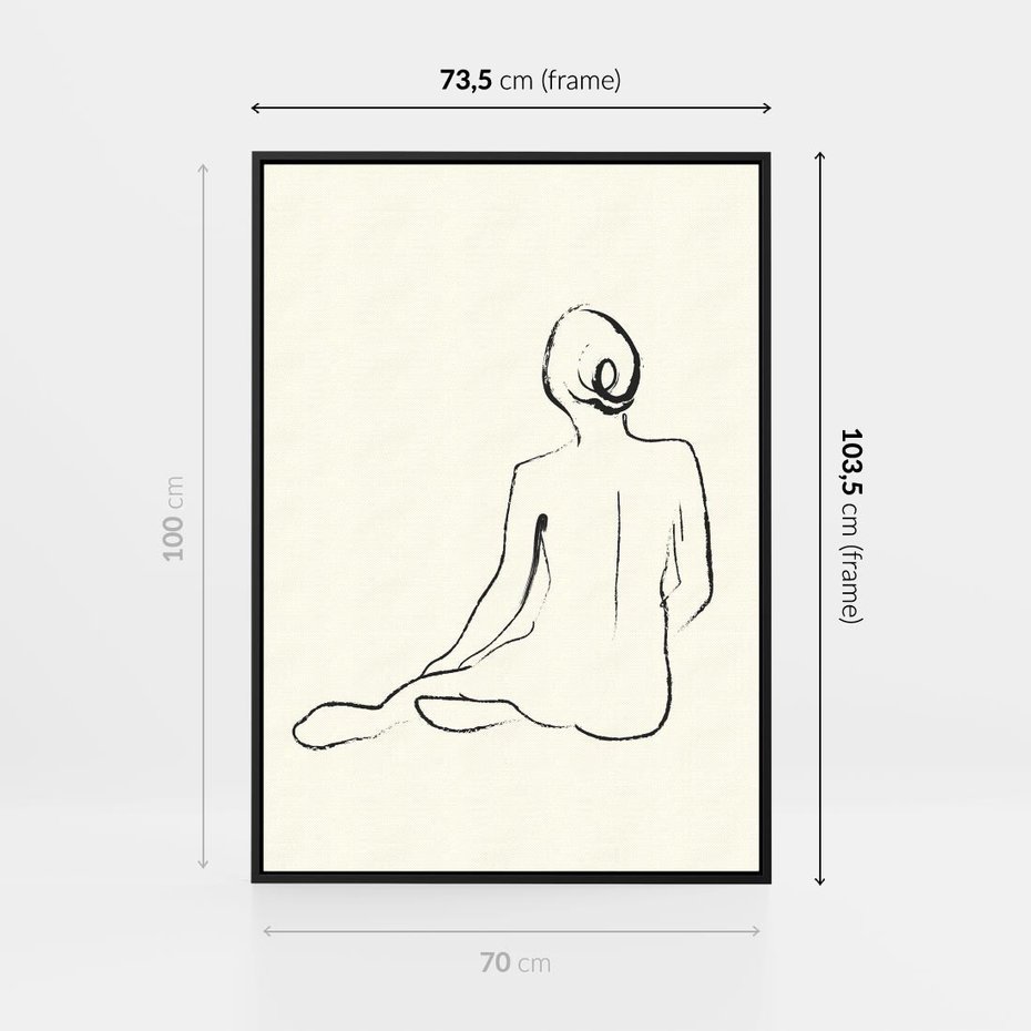 Obraz w ramie 70x100 - Akt w Minimalizmie - kobieta akt, minimalizm - rama czarna