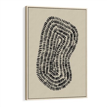 Obraz w ramie 70x100 - Nowoczesne Odbicia Wnętrza - boho plakat, czarne kropki kreski - rama drewno