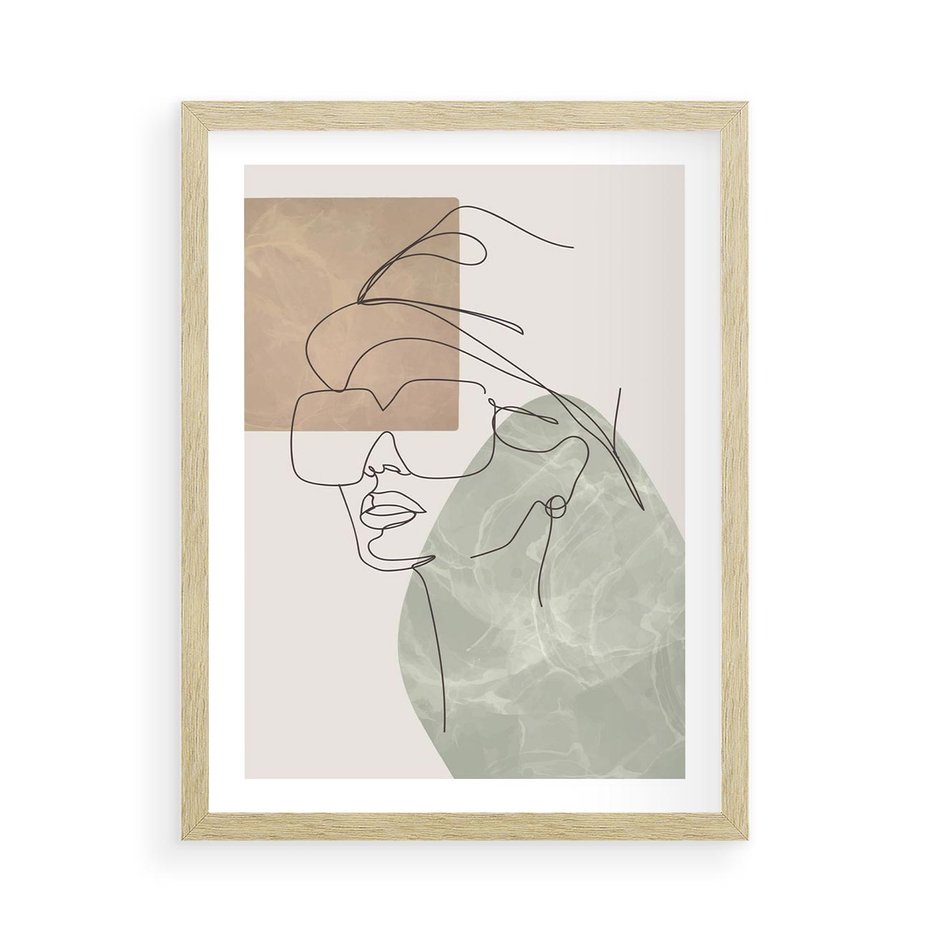 Plakat w ramie 50x70 - Geometria i Szkic - nowoczesny obraz, grafika - rama drewno