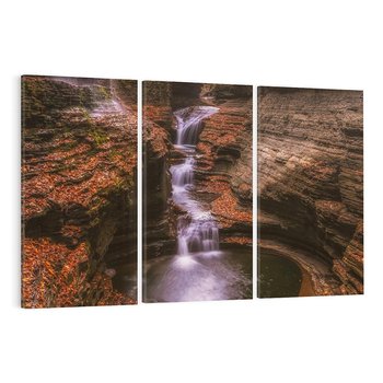 Obraz na płótnie 120x80 - Barwna Harmonia - strumień, las