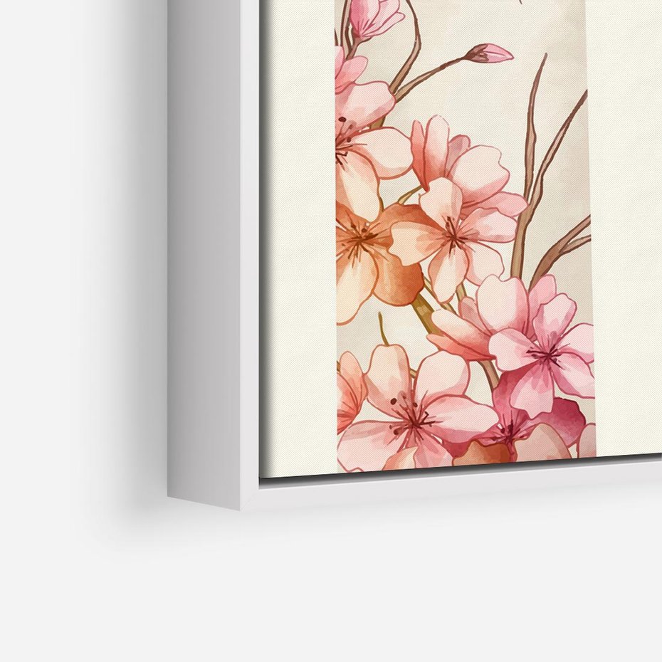 Obraz w ramie 80x80 - Rozkwitające Marzenia - japońska sztuka, ptak - rama biała