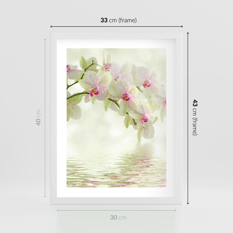 Plakat w ramie 30x40 - Orchidea w Spa - orchidea, kwiaty - rama biała