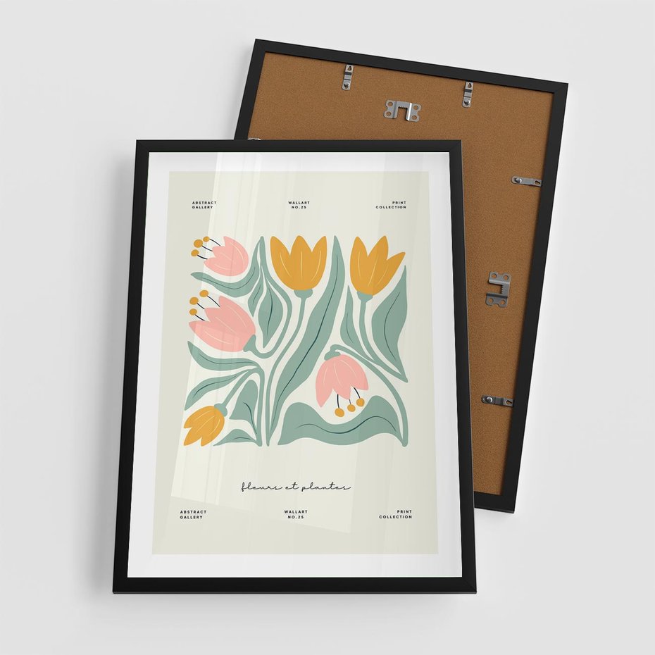 Plakat w ramie 50x70 - Tajemnicza Aura - kwiaty, nowoczesna abstrakcja - rama czarna