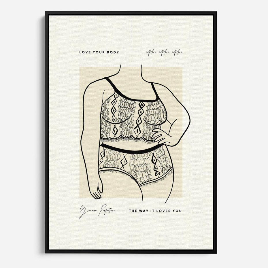 Obraz w ramie 70x100 - Spojrzenia Wewnętrznych Widoków - nowoczesna sztuka kobieca, plakat - rama czarna