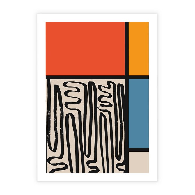 Plakat bez ramy 21x30 - Podróżne Wibracje Serca - abstrakcyjny obraz, proste linie