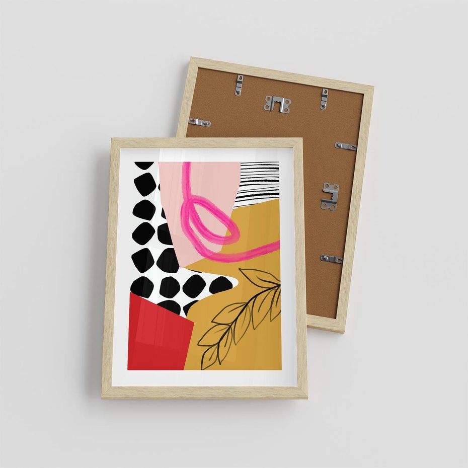 Plakat w ramie 30x40 - Księga Form i Plam - abstrakcyjna kompozycja, różne tekstury - rama drewno