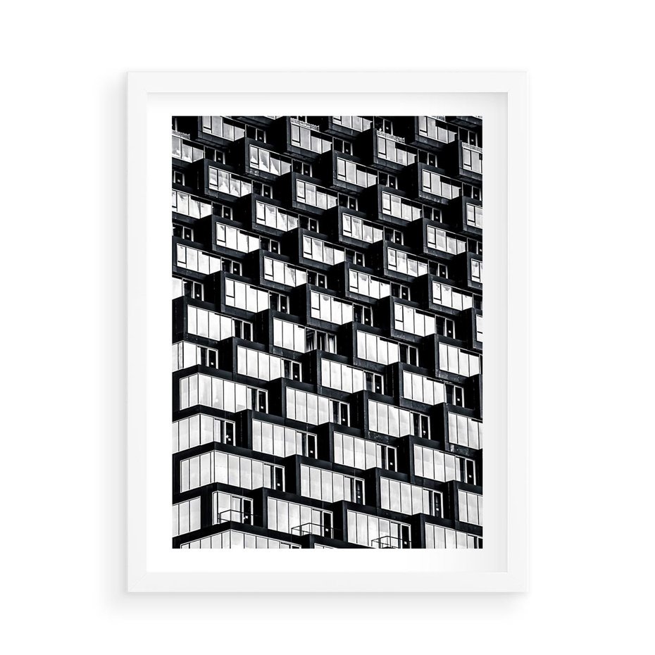 Plakat w ramie 50x70 - Elegancja Wysokości - architektura, wieżowiec - rama biała