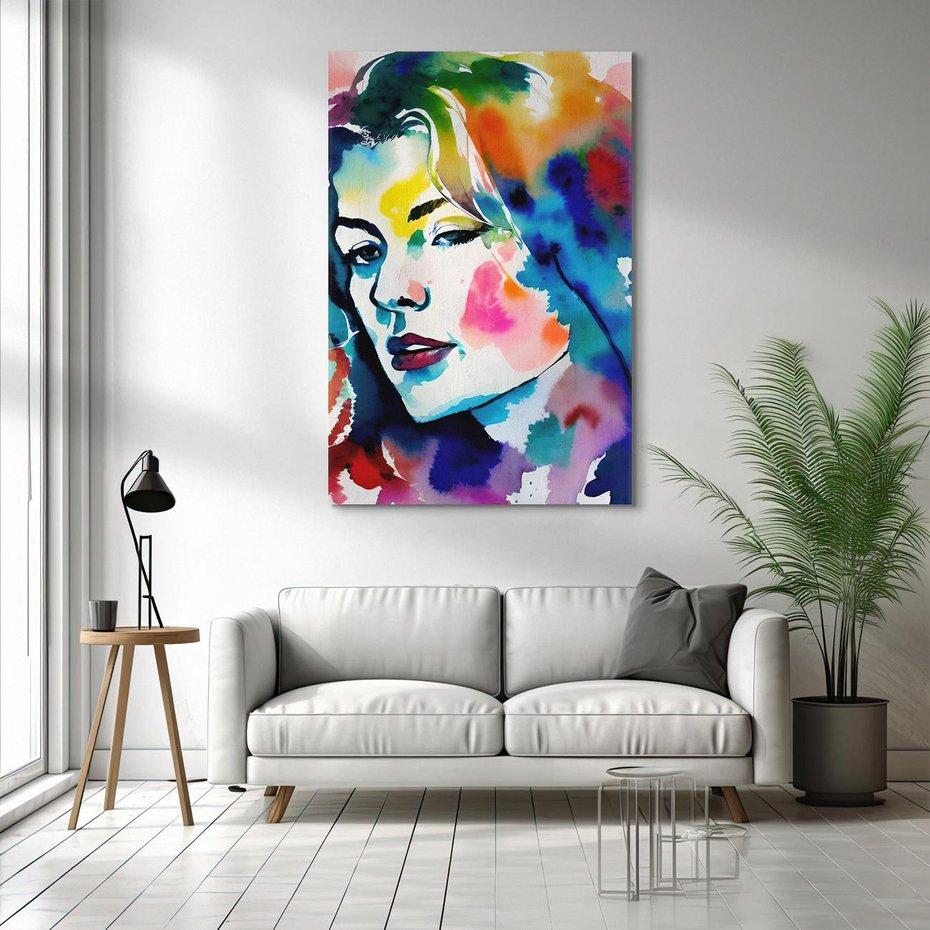 Obraz na płótnie 80x120 - Abstrakcyjna ekstaza barw - abstrakcyjny portret kobiety, szkic czarną kreską