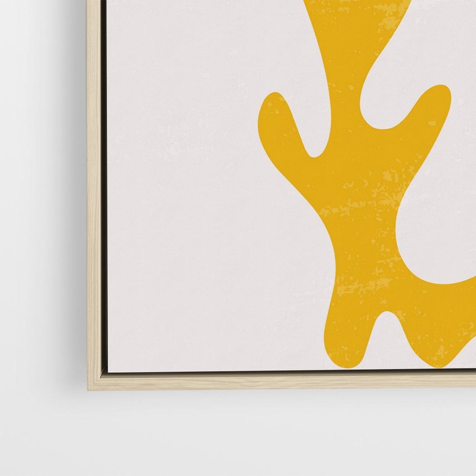 Obraz w ramie 80x80 - Abstrakcyjna Synergia - abstrakcyjna żółta forma, minimalizm - rama drewno