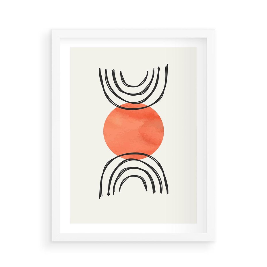 Plakat w ramie 50x70 - Lustrzane Widzenie - koło, boho styl - rama biała