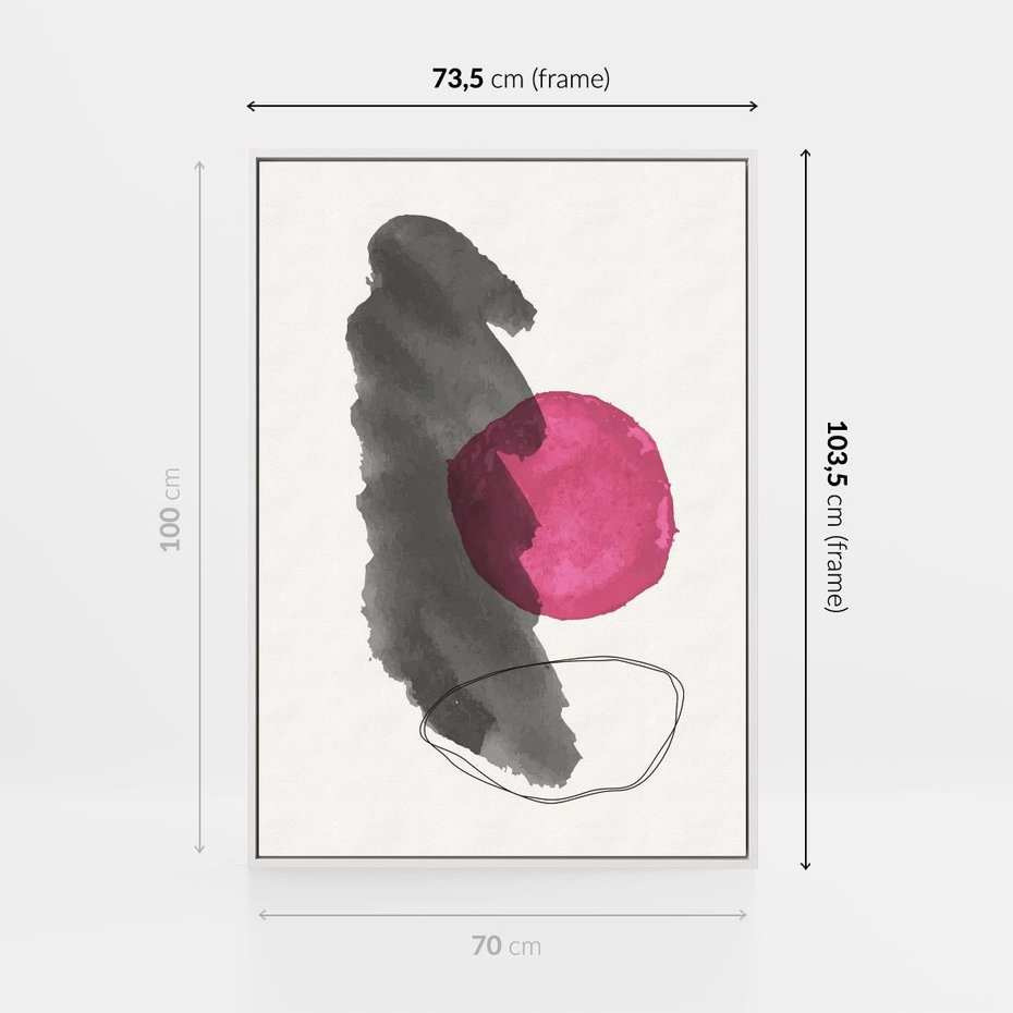 Obraz w ramie 70x100 - Bezczasowe Rytmy - abstrakcyjne nieregularne plamy, czarny - rama biała