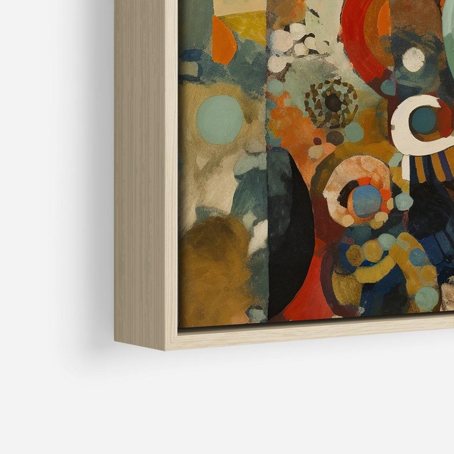 Obraz w ramie 80x80 - Podróżne Wizje Aberracji - abstrakcyjny obraz, mnogość kolorów - rama drewno