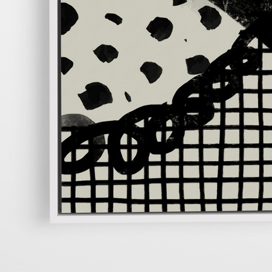 Obraz w ramie 70x100 - Nieznanie Zaskoczenia - bstrakcyjna mroczna kompozycja, nieregularne - rama biała