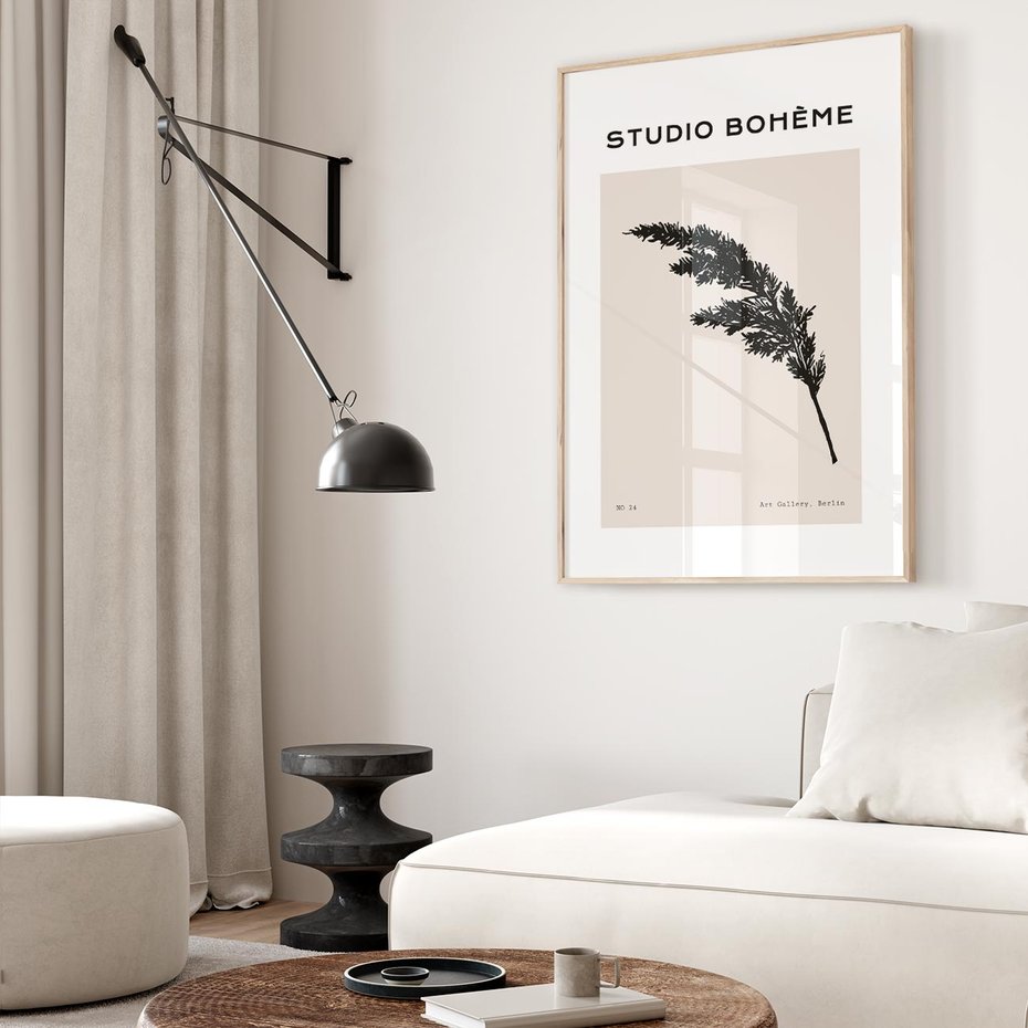 Plakat w ramie 30x40 - Boho Refrakcje Przestrzeni - boho plakat, roślina - rama drewno