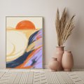 Obraz w ramie 70x100 - Pomarańczowy Horyzont - pastelowy krajobraz, nowoczesny plakat - rama drewno