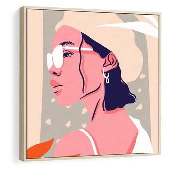 Obraz w ramie 50x50 - Kobieca Esencja - nowoczesny plakat, styl retro - rama drewno