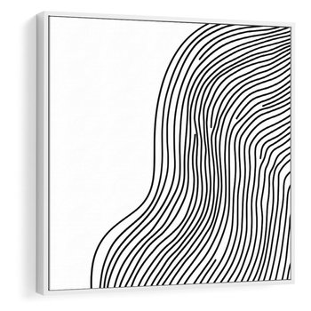 Obraz w ramie 50x50 - Refrakcje Przestrzeni - mnimalistyczna forma, czarne linie - rama biała