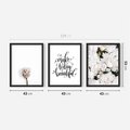 Zestaw obrazy w ramie 40x50 galeria - Kwiaty, piękno, minimalizm, typografia - rama czarna