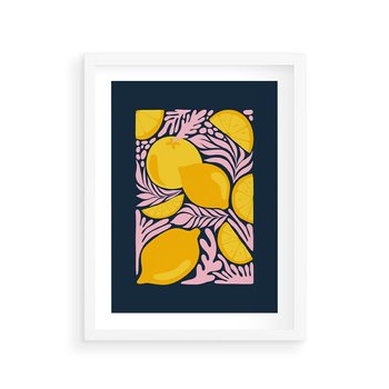 Plakat w ramie 40x50 - Kreatywne Rytmy - granatowe tło, nowoczesna kompozycja - rama biała