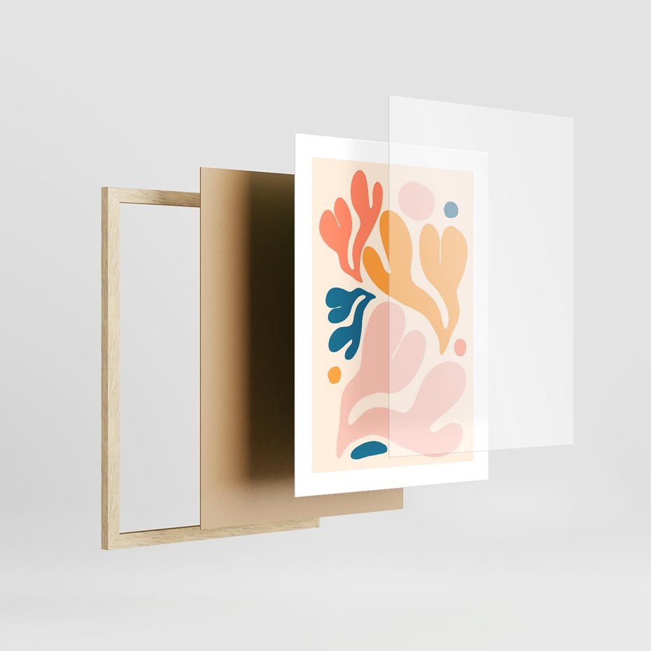 Plakat w ramie 30x40 - Granice Inspiracji - abstrakcyjne dziwne formy, nowoczesny plakat - rama drewno