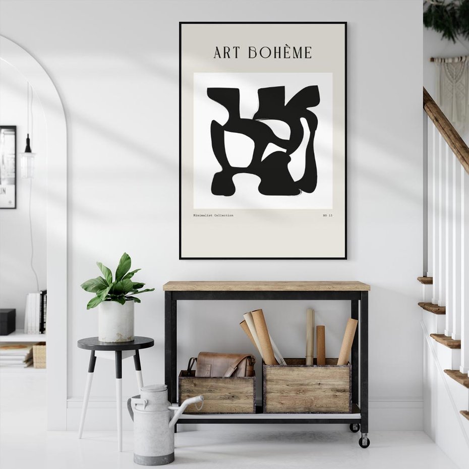 Obraz w ramie 50x70 - Boho Szepty - boho plakat, minimalizm - rama czarna