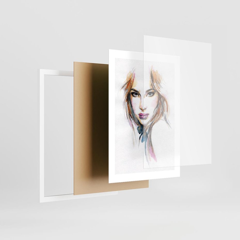 Plakat w ramie 30x40 - Abstrakcyjny portret kobiecy - grafika, kobieta - rama biała