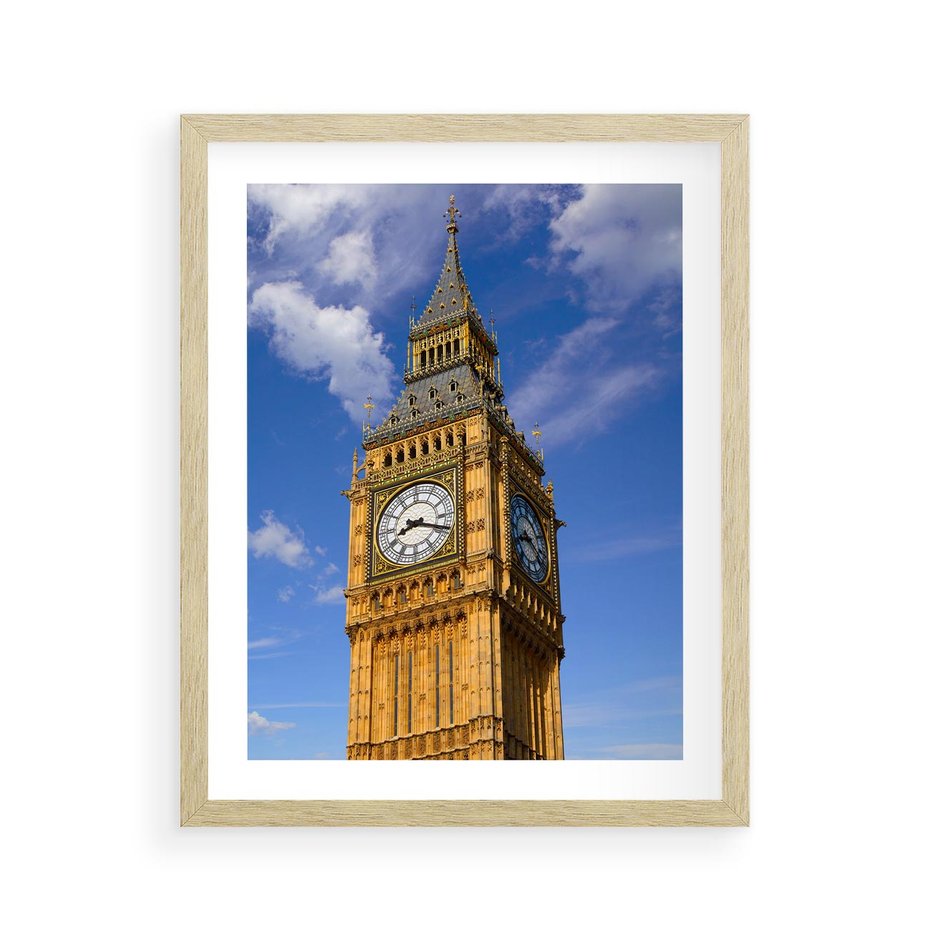 Plakat w ramie 40x50 - Czasowy Symbol - zegar, Big Ben - rama drewno