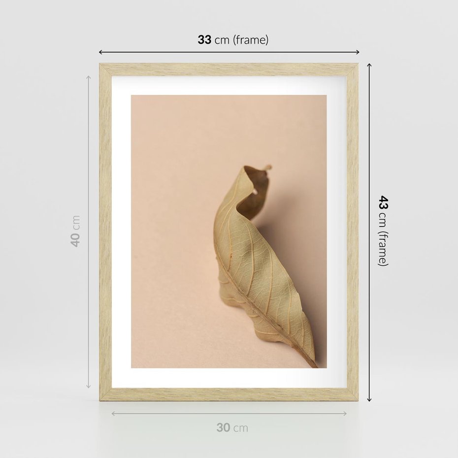 Plakat w ramie 30x40 - Boho suszone liście - suszony, liść - rama drewno