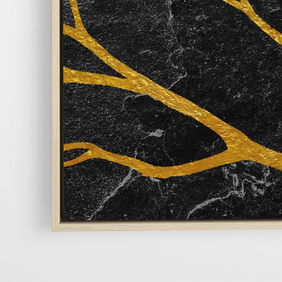 Obraz w ramie 50x70 - Marmurowe Drzewa Snu - złote gałęzie, drzewa - rama drewno