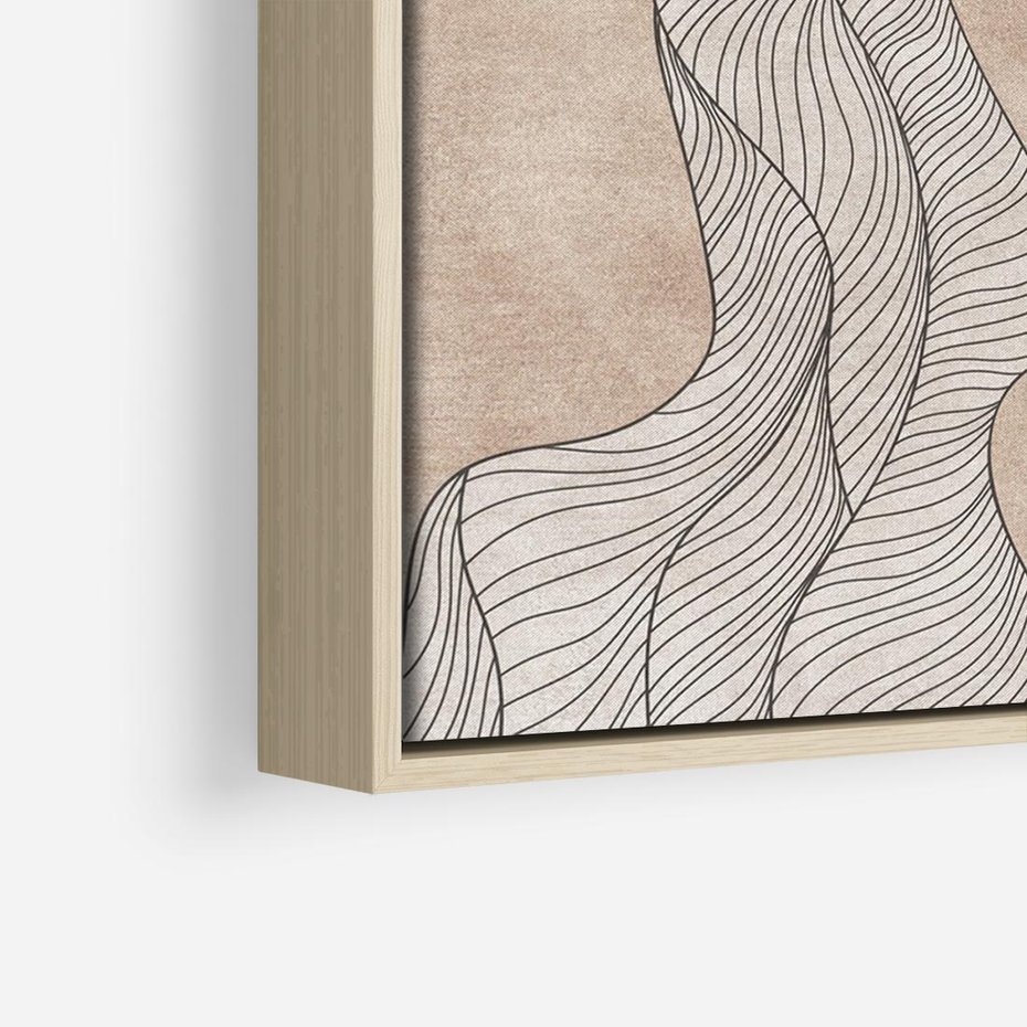 Obraz w ramie 120x80 - Symfonia uczuć i kształtów - delikatna kompozycja, falujące linie - rama drewno