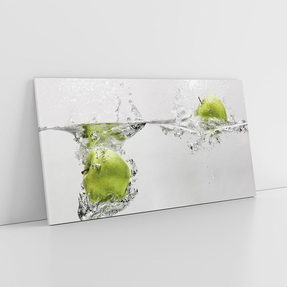 Obraz na płótnie 100x50 - Jabłka: Świeżość natury - jabłka, woda