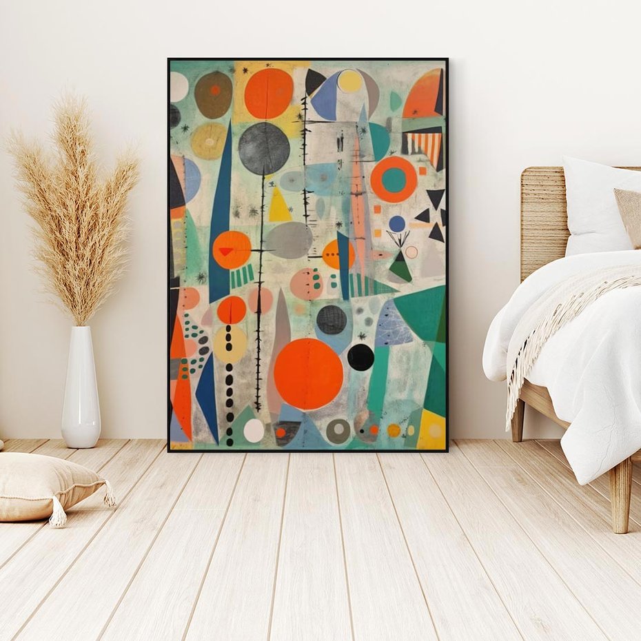 Obraz w ramie 70x100 - Wewnętrzne Zagadki Kształtów - abstrakcyjny obraz, sztuka abstrakcji - rama czarna