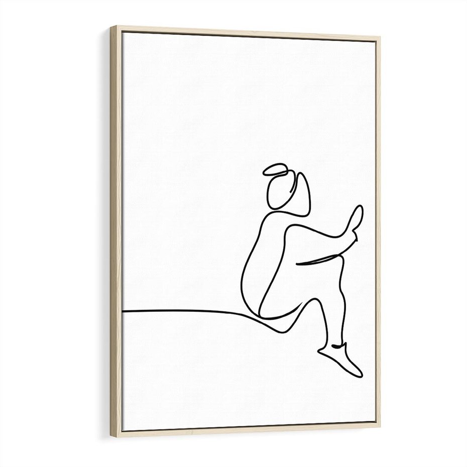 Obraz w ramie 80x120 - Linie Wewnętrznej Refleksji - line art, szkic - rama drewno