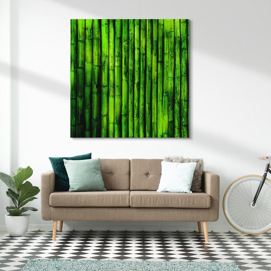 Obraz na płótnie 40x40 - Bambusowy urok zielonej harmonii - bambus, zieleń