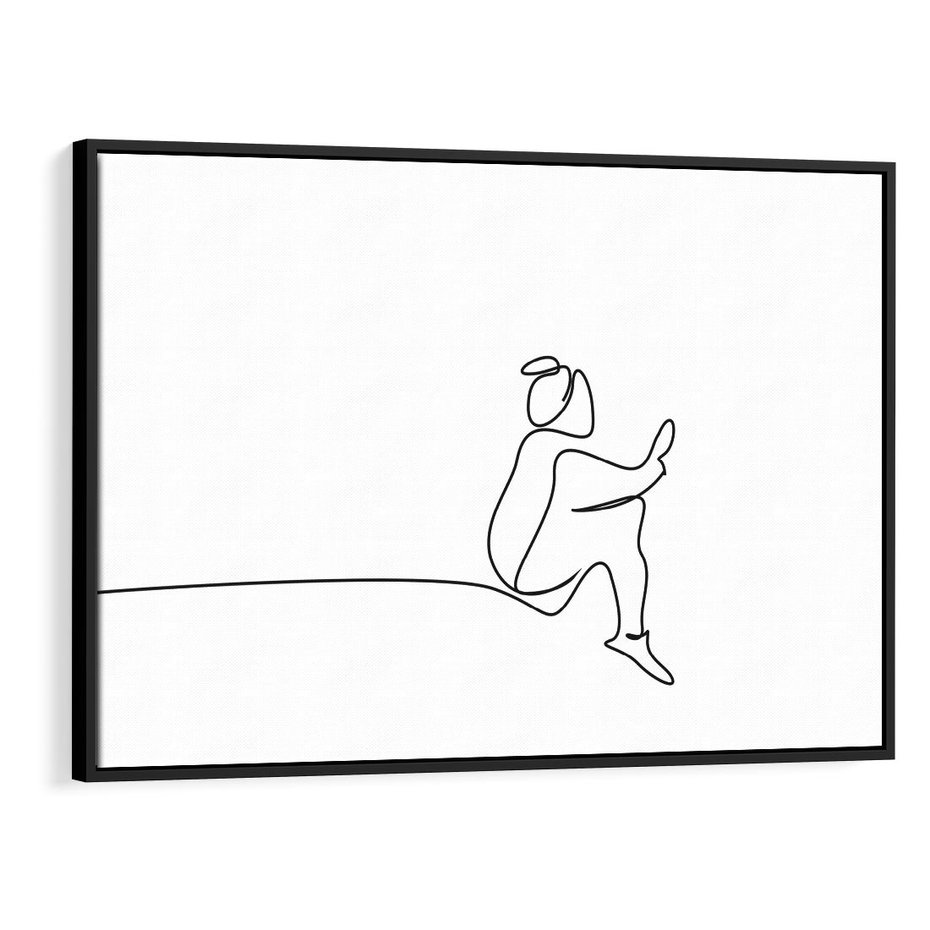 Obraz w ramie 70x50 - Linie Wewnętrznej Refleksji - line art, szkic - rama czarna