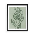 Plakat w ramie 40x50 - Szmaragdowy Oddech - abstrakcyjne delikatne zielone linie, podobne do gałęzi kwiatów - rama czarna