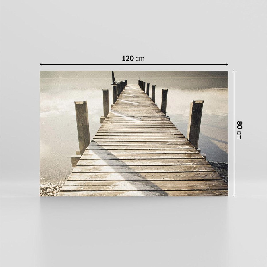 Obraz na płótnie 120x80 - Idylliczny pomost nad jeziorem - pomost, jezioro