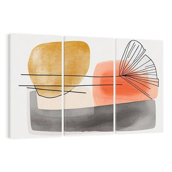 Obraz na płótnie 120x80 - Roślinny Szkic - abstrakcyjne, nieregularne plamy łososiowego koloru