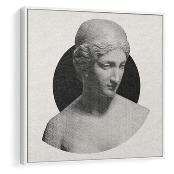 Obraz w ramie 50x50 - Sztuka Zeszłych Czasów - antyczna rzeźba kobiety, posąg - rama biała