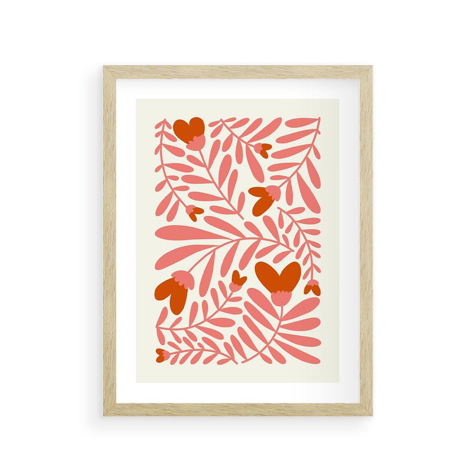 Plakat w ramie 30x40 - Taniec komplementarnych barw - kwiaty, pastelowe kolory - rama drewno