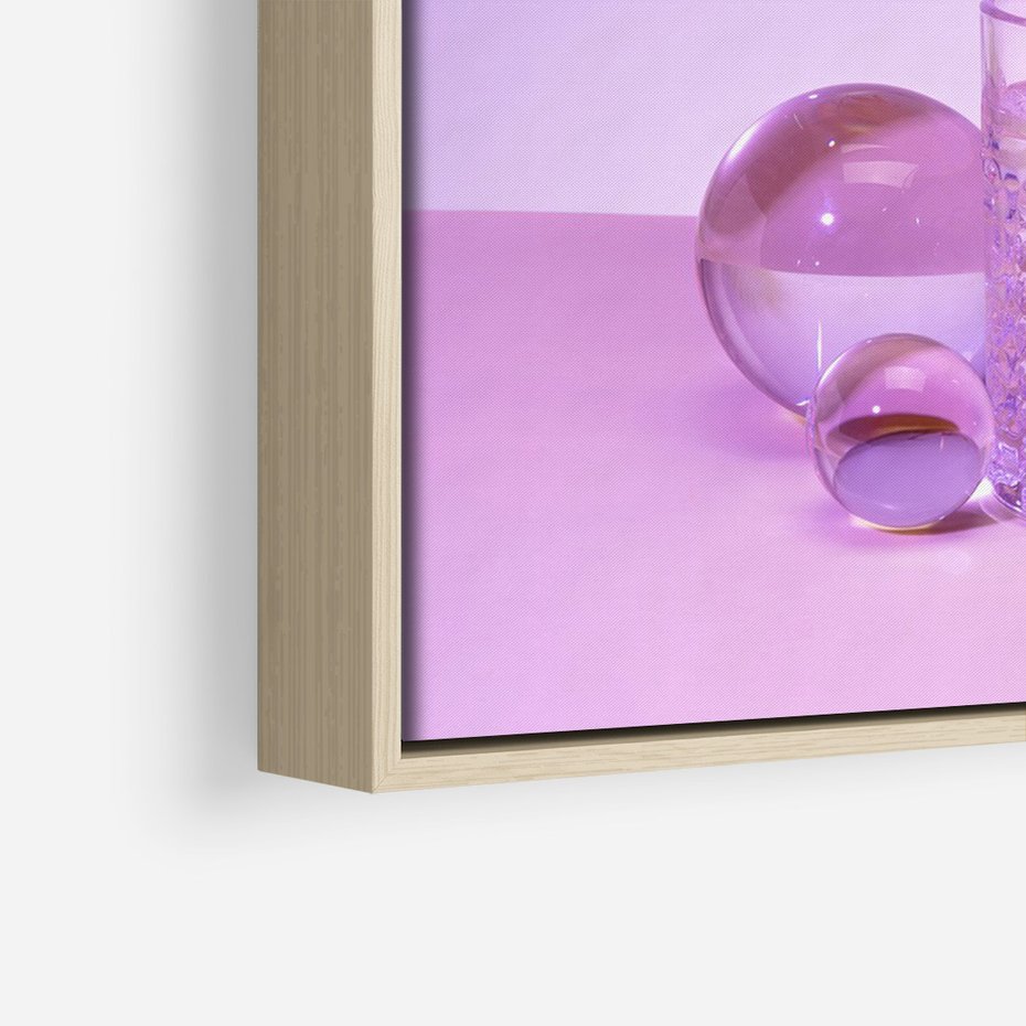 Obraz w ramie 70x100 - Minimalizm i Urok Natury - liście, pastele - rama drewno