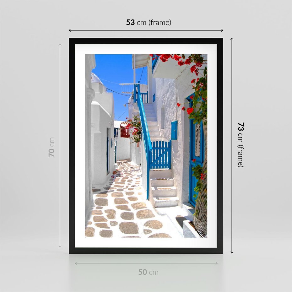 Plakat w ramie 50x70 - Santorini: urok Grecji - Santorini, Grecja - rama czarna