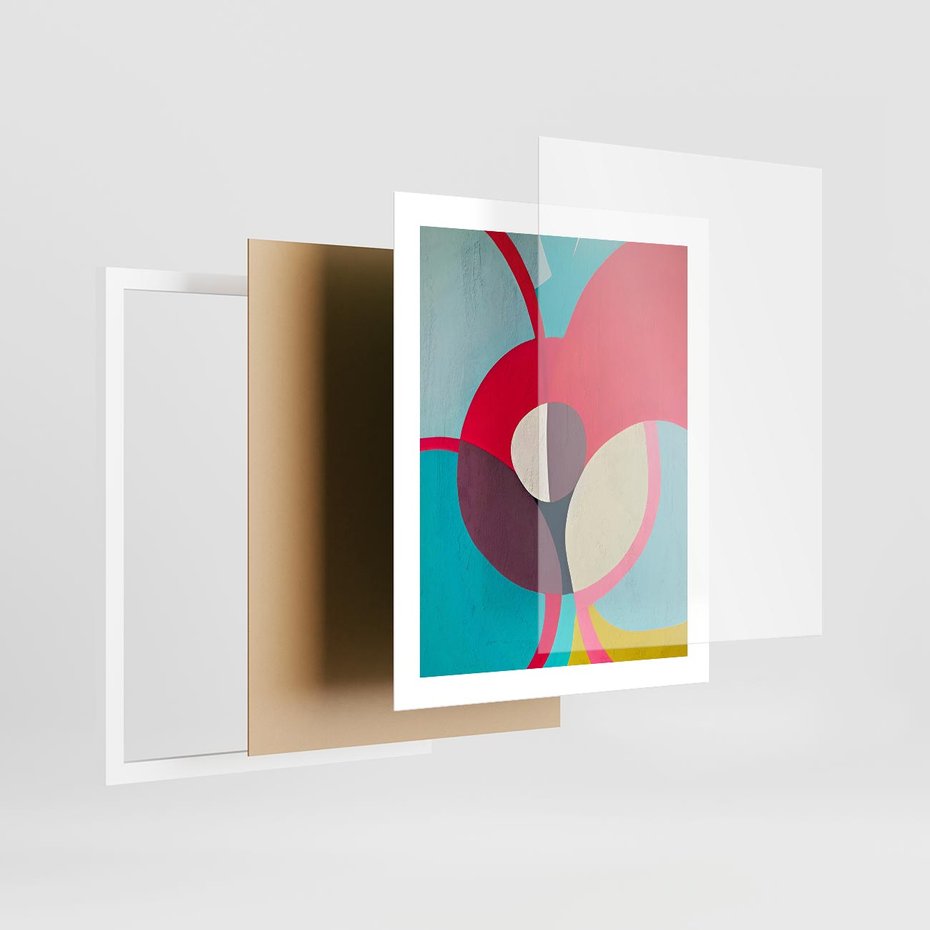 Plakat w ramie 40x50 - Kolorowe Odsłony Inspiracji - abstrakcyjny obraz, olejny - rama biała