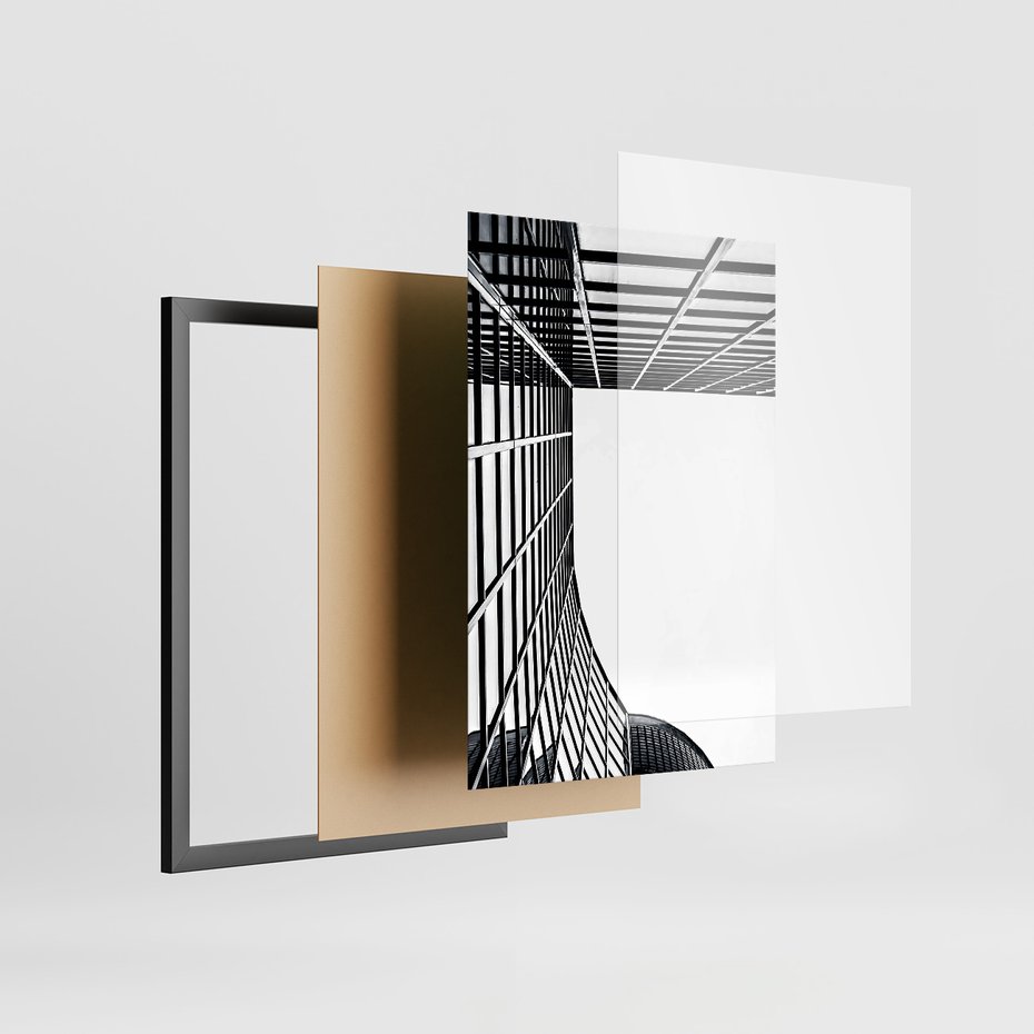 Zestaw obrazy w ramie 50x70 galeria - Architektura, perspektywa, wieżowce - rama czarna