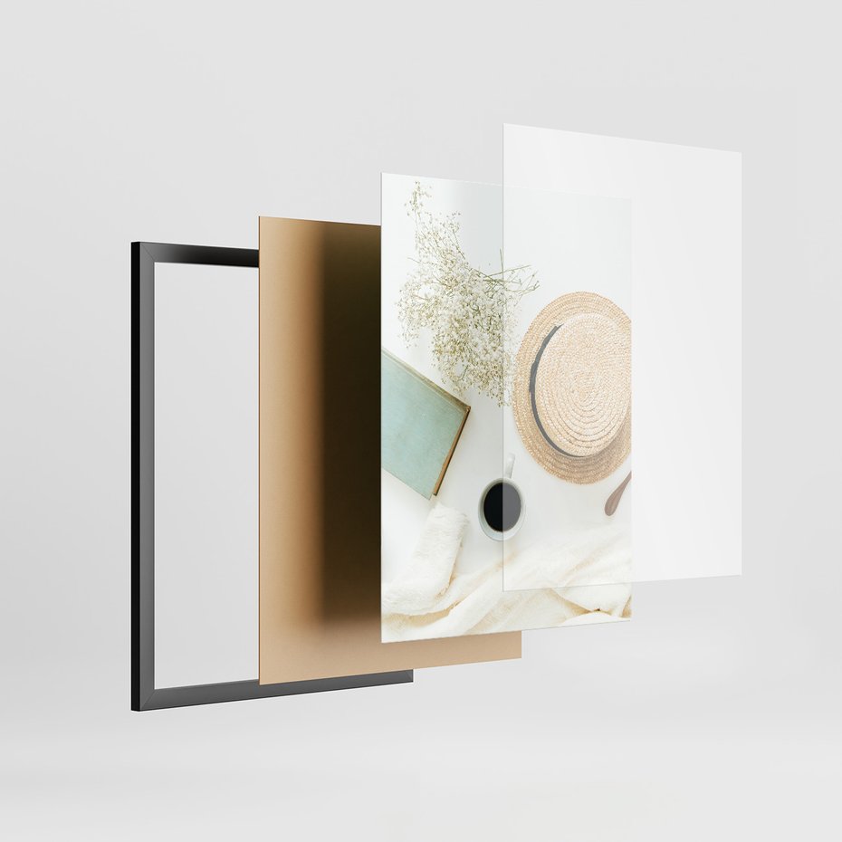 Zestaw obrazy w ramie 50x70 galeria - Good, vibes, plaża, boho, napis - rama czarna