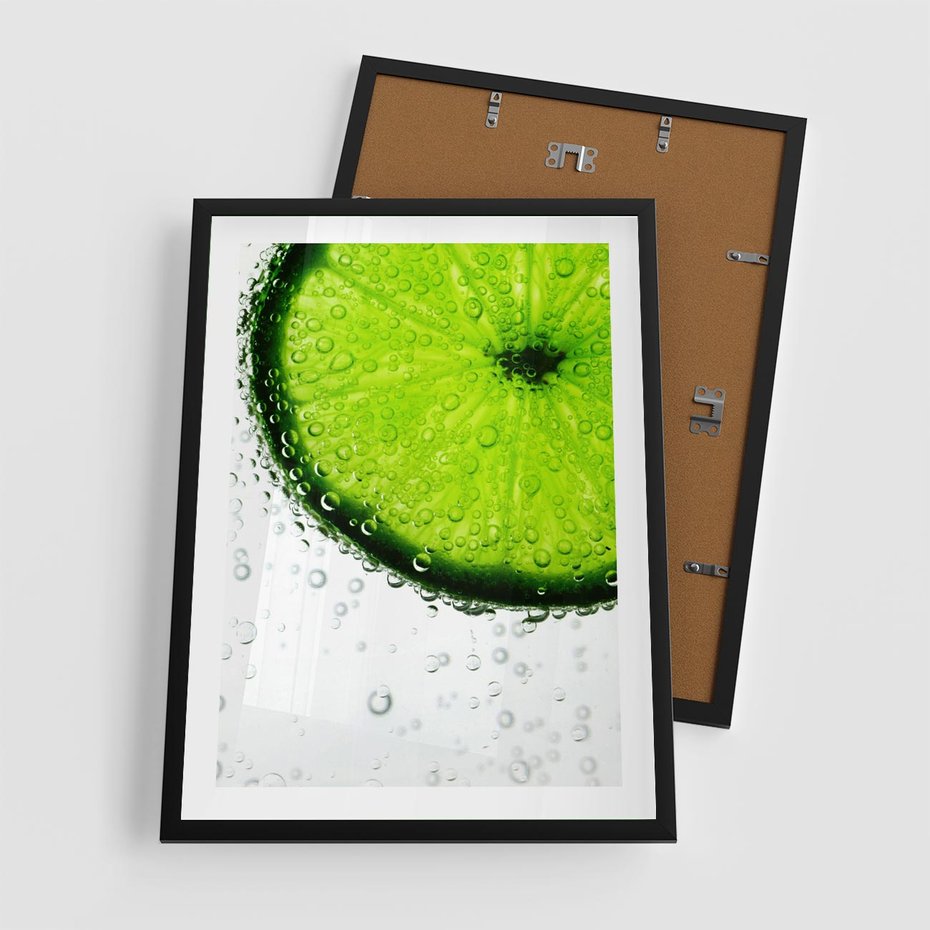 Plakat w ramie 50x70 - Świeżość i kwasowość limonki - limnka, owoce - rama czarna