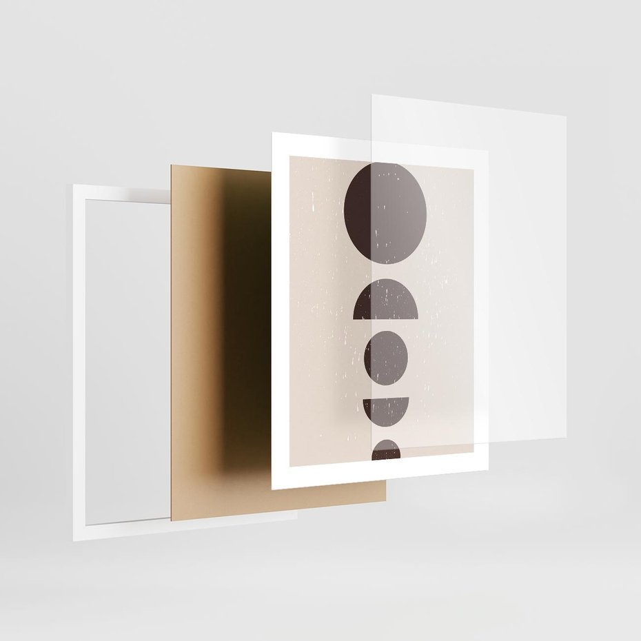 Plakat w ramie 40x50 - Migocące Granice - mid century styl, nowoczesna grafika - rama biała